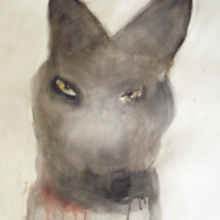 Die Maske I - Aquarel, houtskool op papier - 110 x 85 cm - 2014