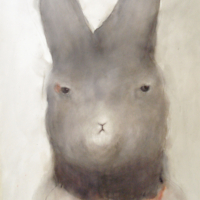 Die Maske III -  Aquarel, houtskool op papier - 110 x 85 cm - 2014