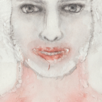 Zonder titel - Aquarel, potlood op viscose - 20,5 x 15,5 - 2022