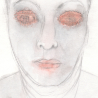 Right now the future looks pretty woolly to me - Potlood, aquarel, wol op viscose - 20 x 15 cm - 2020